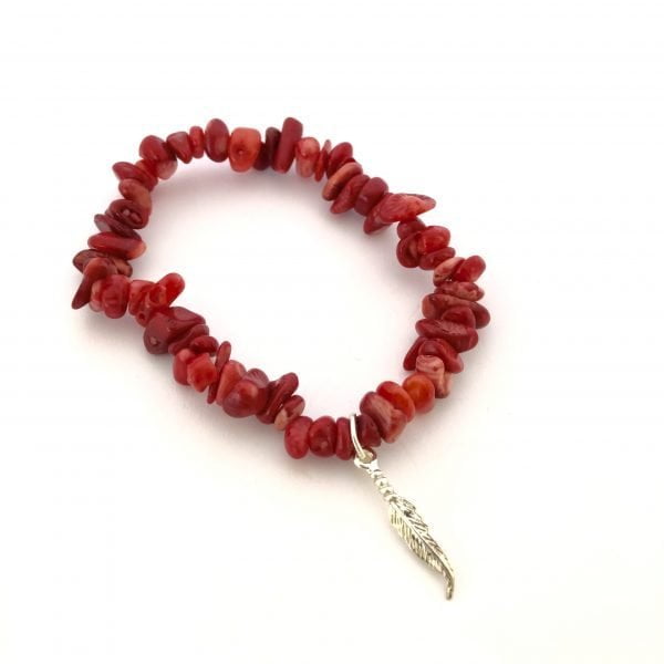 Red Coral Feather Bracelet