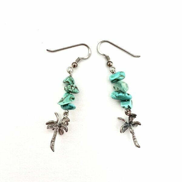 Turquoise & Palm Tree Earrings